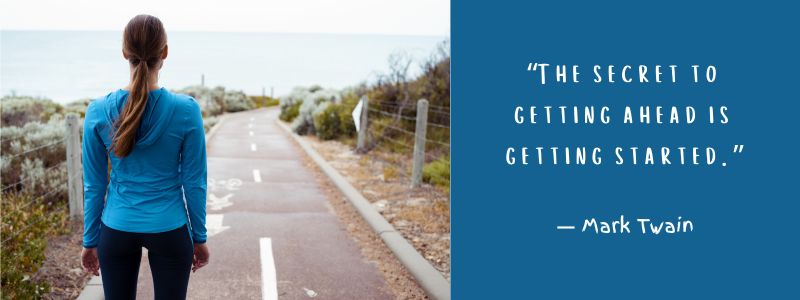 Female deciding to start a challenging run